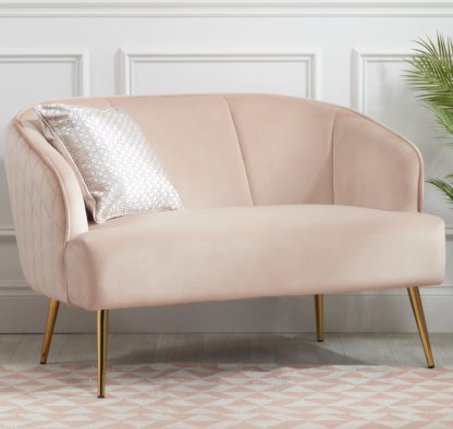 352e48e9e773a0bc713585d0231e7f8f7056640f2c0efd14667b23ae3ab850a7.jpg An Image of Bella Pink Fabric 2 Seater Sofa