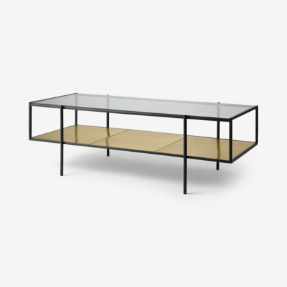 369c7c04a31994b97ac78341ff6d2f7d87f806e461690fe183ff52c813daaad6-1.png An Image of Cheney Coffee Table, Glass & Brass