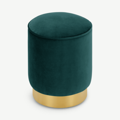 373f059859c5aac0b918b185d13f198e16dbc7f1bfa3b245e6ecdfee2bb97f99-1.png An Image of Hetherington Small Brass Base Pouffe, Seafoam Blue Velvet