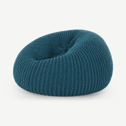 391b3c2b34a47aa9d575dbb7d09b73f2a96e8c6bc22f06a68809b10e7d4e1a62-1.png An Image of Aki 100% Wool Knitted Cocoon Bean Bag, Blue