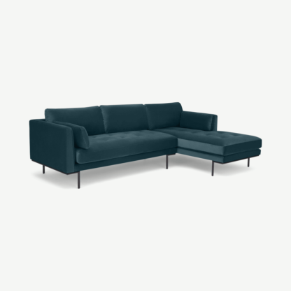 3a9ce473503a8162c1464a153309415b6b5025342d8a8c9aadf7128a5c5f30de-1.png An Image of Harlow, Right Hand Facing Chaise End, Coastal Blue Velvet