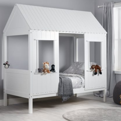 3c35c8666de234645ddbdd0cedbe21b00180a953df3a977bf8b10e08df6dd28f.jpg An Image of Hedwig White Wooden Treehouse Bed Frame - 3ft Single