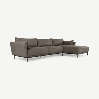 3c548b74ae8befd1a0381e71ed83229febb7c5966c3ca196229e529c737d730b-1.png An Image of Odelle Right Hand Facing Chaise End Corner Sofa, Texas Grey Leather