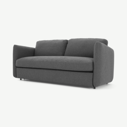 3cb58244390f30bb25c20ddceb507f8ff150bfa76f70f723dbdceed371e69eee-1.png An Image of Fletcher 3 Seater Sofabed with Memory Foam Mattress, Marl Grey