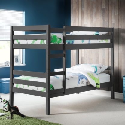 4097ae20d2116c32bf7ca59e83fb752acb489a4d0be57dbeb8debbceecefc971.jpg An Image of Camden Anthracite Wooden Bunk Bed Frame - 3ft Single