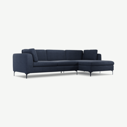 461cb7901173fe6eff14cd7706eadb763c062939026b7e886025443d8fcd9de6-1.png An Image of Monterosso Right Hand Facing Chaise End Sofa, Textured Mist Blue with Black Leg