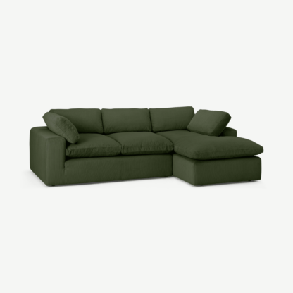 464281f16b231dda18c89b88a10a93242193d906c5474189279eeda2666d1527-1.png An Image of Samona Right Hand Facing Chaise End Sofa, Sage Corduroy Velvet