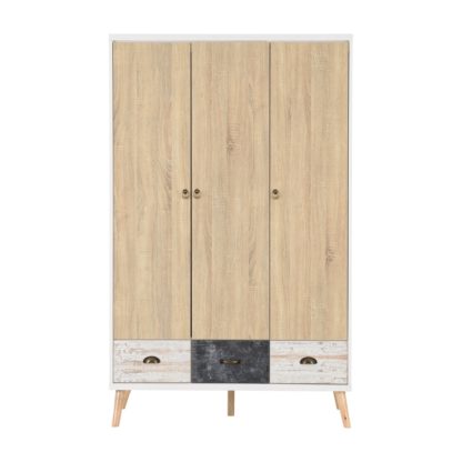 474e4a313b3f09819cc1ae37a5417c2fc3023cfd08a2a6bdd66faa66fa67f547.jpg An Image of Nordic Triple Wardrobe Brown