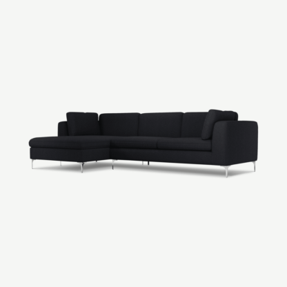 4888a3775c673adb2e44e0e5a6b26db4999d45089bb597237ef2d4314df905ff-1.png An Image of Monterosso Left Hand Facing Chaise End Sofa, Elite Slate with Chrome Leg