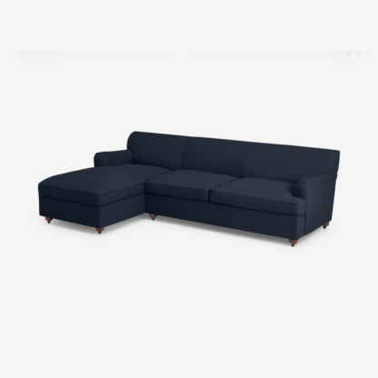 495fd9f0093769d41fa499afceef3e82beeb569c15a8415a38553a98e106498d-1.png An Image of Orson Left Hand Facing Chaise End Sofa Bed, Dark Blue Weave