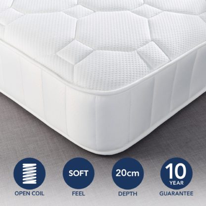 4e0da7e02a1677660cd9f13e551021f9055d51f0446abcfae36c50dd21385633.jpg An Image of Fogarty Just Right Gel Top Open Coil Mattress White