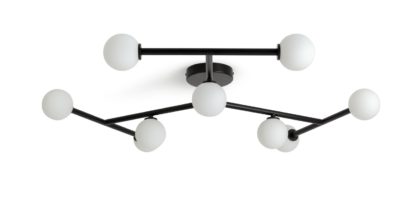 4ef27222afc6e1ff350c70ebaff9b244e09b22d8eac9dee62acffd115f8726b2.jpg An Image of Habitat Alonso 9 Light Flush to Ceiling Light -Black & White