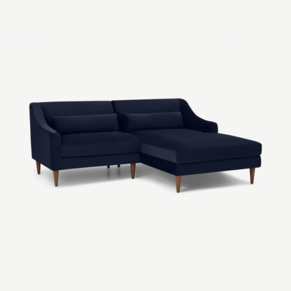53459e20c96780504df249bfb2cfe90f0750993ed076cf3c12460b35f8b81cb6-1.png An Image of Herton Right Hand Facing Small Chaise End Sofa, Ink Blue Velvet