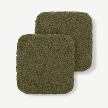 5559f5f461dc788380c8317031fe99c67f3b11cf81d82a36bde3ca5c9353d86c-1.png An Image of Mirny Set of 2 Boucle Seat Pads, 40 x 40 cm, Moss Green