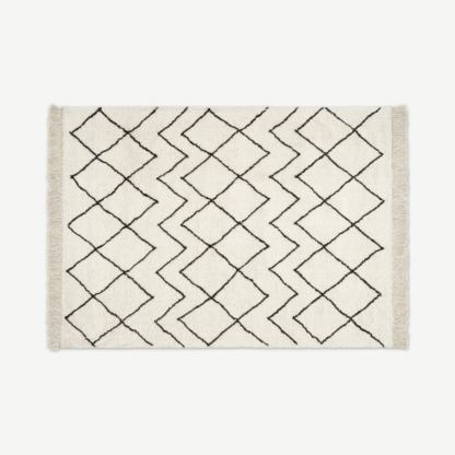 55b3e196ce81050b2cae00469eaaf0dce79823539d363f853846e4ba502571da-1.png An Image of Masali Berber Style Wool Rug, Large 160 x 230cm, Off White