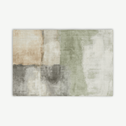 5c310da95440f173237f241d0e6e9d43752e2e33f1005193dba3d29dfc7ec75a-1.png An Image of Rimoldi Painterly Tufted Rug, Large 160x230cm, Soft Grey & Green