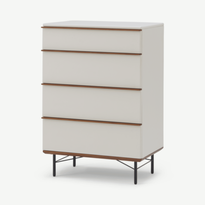 5d92be5114ddb628f50038dfe97c98bd21b4859f90b7e668bfb89a0312567547-1.png An Image of Vincent Tall Chest of Drawers, Warm Ecru & Walnut Stain