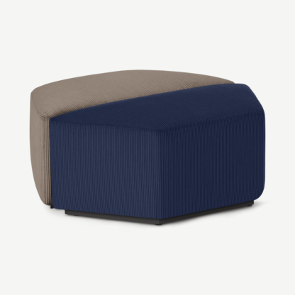 5def2da17b25873c1776eb5b81dc5f40ab0453402b0a68cba51a56d08382286d-1.png An Image of Zazie Modular 2-Part Pouffe, Navy & Taupe Corduroy Velvet