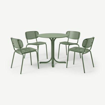 62b8d1a2818b1a849ce30be20d0380e947d455a6e34ab0ef86dcf571e6433c52-1.png An Image of Emu 4 Seat Garden Dining Set, Green Powder-Coated Steel