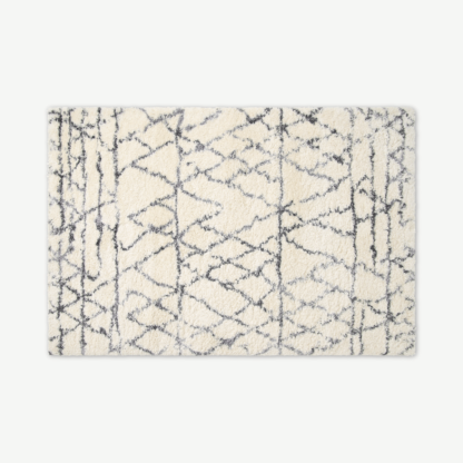 6974b6896e765101b29ef93e8da95a84f1cfc25efed75e5359ce0b0b99cf4d56-1.png An Image of Timijan Berber Style Rug, Large 160 x 230cm, Off-White & Grey