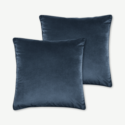 6c03dd935eccf1386c18525f13a2d421b24663ccd05921bf1b774627981a8915-1.png An Image of Julius Set of 2 Large Velvet Cushions, 59 x 59cm, Ink Blue