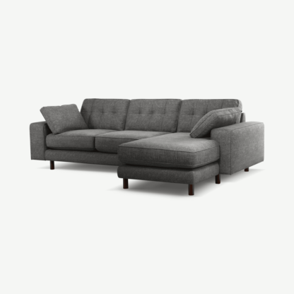 6c2d6fc47ab0c2049ec16a7baaab77f9090829217da8d7096fdcb8ba9777449c-1.png An Image of Content by Terence Conran Tobias, Right Hand facing Chaise End Sofa, Textured Weave Slate, Dark Wood Leg