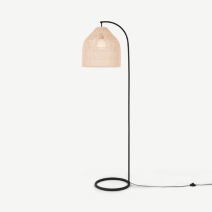 6c3fcce1150cc9d85c2c1c97672737ca437a6487a6828bb1206b32dc7c9d9b34-1.png An Image of Java Arc Overreach Floor Lamp, Natural Rattan