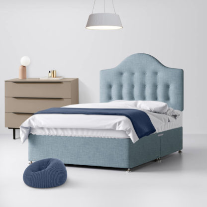 6d79149721dc1ed066813303bafcfaeffa4144ef391d5b7cc5f5a93a945954cd-15.jpg An Image of Victor Buttoned Duck Egg Blue Fabric 4 Drawer Divan Bed - 5ft King Size