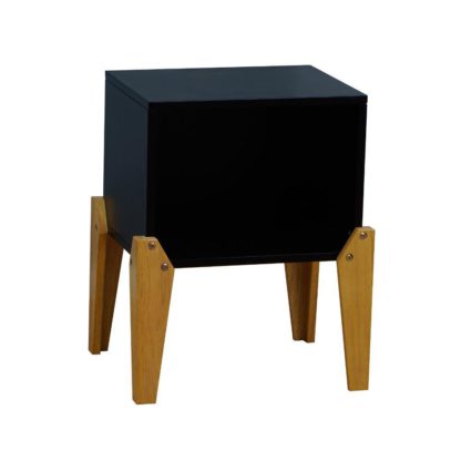 75ba24fb4d2e05eefb241fd91bf35cd2a404e0fda3e946da8b7c18d89325cba3.jpg An Image of Solar Joybox Black and Oak Wooden Bedside Table