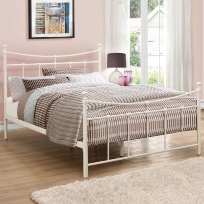 762656e8f7bdccf4a27a99ff42ced5b07f2b3f52f6e934639730c8ff1dd21400.jpg An Image of Emily Cream Metal Bed Frame - 3ft Single
