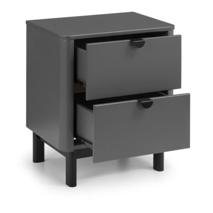7920d80ea9ef04351c01c978918a78bcd53066e61ca382f79399c188152fb350.jpg An Image of Chloe Grey Wooden 2 Drawer Bedside Table