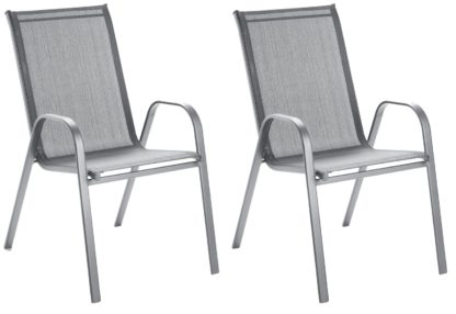7df7cb6723946bf838229ef535ace82da1871b0489af0b7fb034a75bb214e083.jpg An Image of Argos Home Sicily Metal Pack of 2 Stacking Chairs - Grey