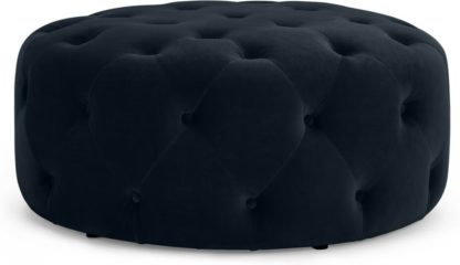 85dd34e09c8044696b8e5594eb7d2dec1cd8451dadba21e1d14077bffd178eb8.jpg An Image of Hampton Large Round Pouffe, Moonlight Blue Velvet