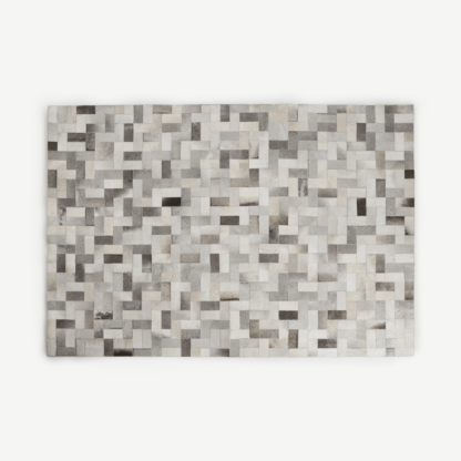 88292f11f6474fc92efedfd055eab932884ddb437099e3474d6d325e8728e292-1.png An Image of Parquet Hide Rug, Extra Large 200 x 300cm, Tonal Grey