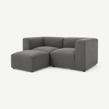 8885605518a3ac823f1f3f99966b3ada4005fe8de5bf85874d90fdf679151a3d-1.png An Image of Juno 2 Seater Modular Sofa with Footstool, Marl Grey