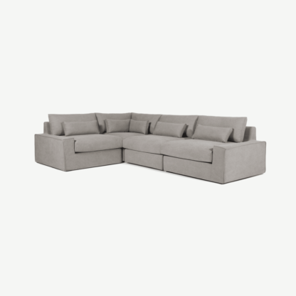 89943e1e6462368238b56a3d15e9ea0bc1982e255e8c759dae5762e7411c46b9-1.png An Image of Trent Loose Cover Corner Sofa, Washed Grey Cotton