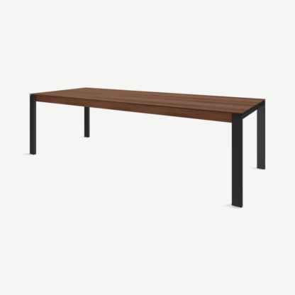 8d5086e6593e1d948706d01cdfde9cd76ee35fba83f4da28422c4b78b9e0e6ff-1.png An Image of Corinna 12 Seat Dining Table, Walnut & Black