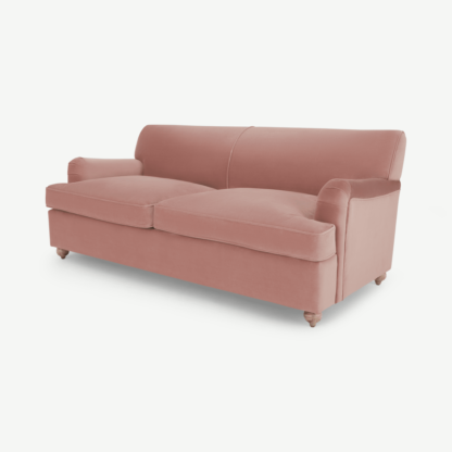 90d90ab332f1e4ffb7994fd18a73d173f591c433efc4d3bee4ff927f4788ad6e-1.png An Image of Orson 3 Seater Sofa Bed, Vintage Pink Velvet
