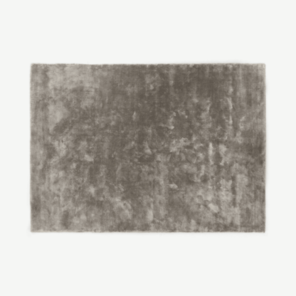 94c7b813802ba3bcb9da8d6db6f68915ce17c46f72532739608a977f24cec827-1.png An Image of Merkoya Luxury Viscose Rug, Large 160 x 230cm, Grey