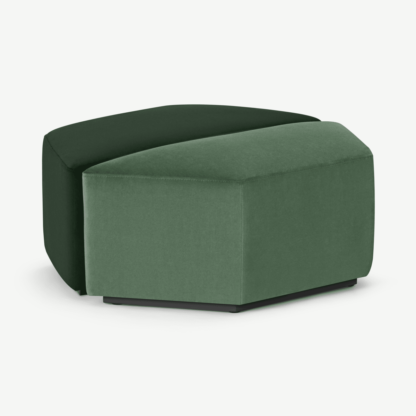 9872a3596ce1cbb5603aee941427d473ab8f782110abe835eb1af6cc440f94f0-1.png An Image of Zazie Modular 2-Part Pouffe, Tonal Green Velvet