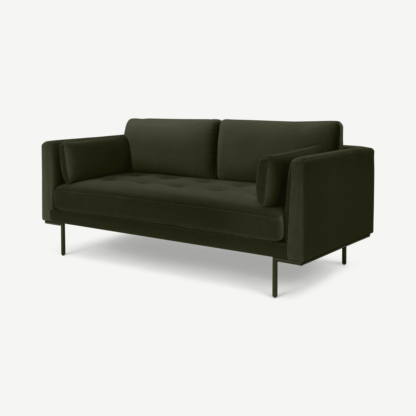 98b8b5cc3a31d6c6887168f5d8dd10adf99000fde2872faa85aa329f7611c6ac-1.png An Image of Harlow Large 2 Seater Sofa, Dark Olive Velvet