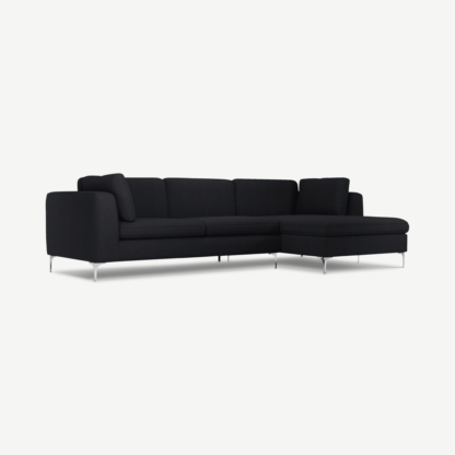 99e371bbeb57146b2f114a255a27a624ef772e5cb28f1e8a394d5a42fdee308e-1.png An Image of Monterosso Right Hand Facing Chaise End Sofa, Elite Slate with Chrome Leg