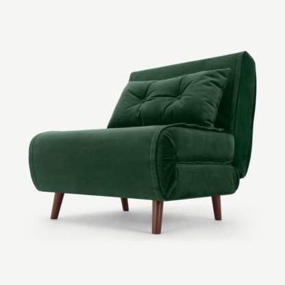 9ca581d3ea76244e7a5e30777054fbfcf8867cfb9b13a82856296d134451eaa6-1.png An Image of Haru Single Sofa Bed, Pine Green Velvet