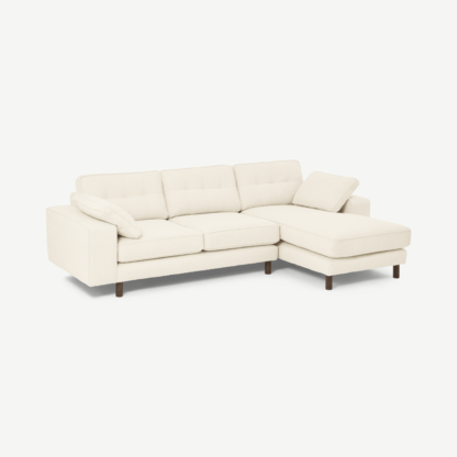 a29893195311fba8c2af0b5656188a967b30b596765d4c999c47a225c682b70a-1.png An Image of Content by Terence Conran Tobias Right Hand Facing Chaise End Sofa, Ivory White Boucle with Dark Wood Leg