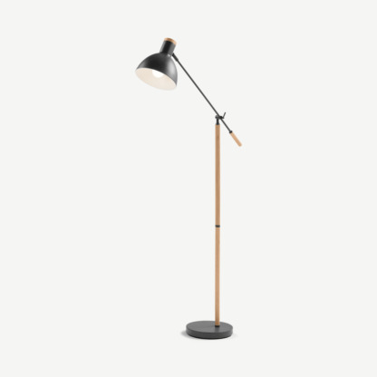 a401cb535d68b10d05c621a076125c49c9f725372edc45b8ee3543c558f733fa-1.png An Image of Cohen Floor Lamp, Deep Grey and American Oak