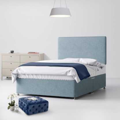 a77747483cfccb4287285b036aa06d314d5bad6a489dae4cf5182e1b9c7ff4f0-5.jpg An Image of Cornell Plain Duck Egg Blue Fabric No Drawer Divan Bed - 3ft Single