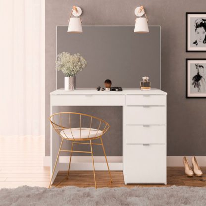 a8d8a9fe68f8041cd4ed36ef719ce1dc9811a21ad94c1c97537dd5f2f3c23923.jpg An Image of Ava White Wooden 5 Drawer Dressing Table