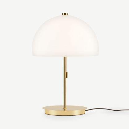 a9350e0cf83cfc6135bbe95c297034bc56614083b2f6c5c3e108424b3a7cb390-1.png An Image of Collet Dome Table Lamp, Brass & Opal Glass