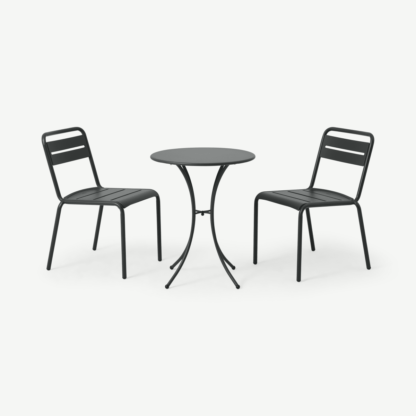 aba81ddfeca57cb994bc213d1933f7bc8e2a1fcbae7df7fb7b074aea7e6fa428-1.png An Image of Emu 2 Seat Bistro Set, Dark Grey Powder-Coated Steel