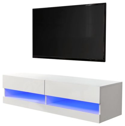 ad6ca19eafbff6ce046c1d0156c24b6fcfba6db87e19d3cfcb0d898f029d4c8d.jpg An Image of Galicia 120cm LED Wall TV Unit - White